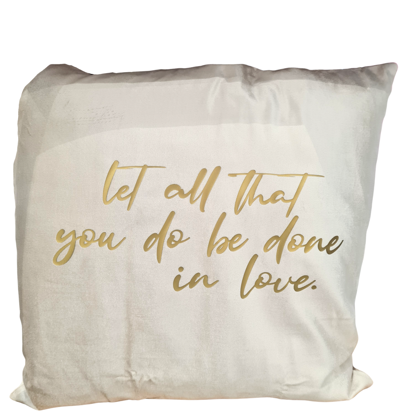 'Let all that you Do be done In Love' Velvet Cushion